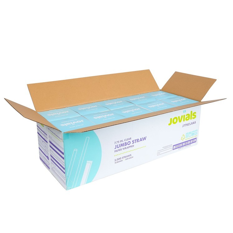 JOVIALS JUMBO CLEAR STRAW 7.75 BOXED - PAPER WRAPPED