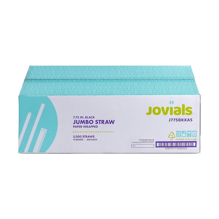JOVIALS JUMBO STRAW BLACK 7.75 BOXED PAPER WRAPPED