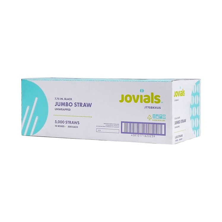 JOVIALS JUMBO BLACK STRAW 7.75 BOXED - UNWRAPPED