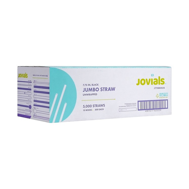 JOVIALS JUMBO BLACK STRAW 7.75 BOXED - UNWRAPPED