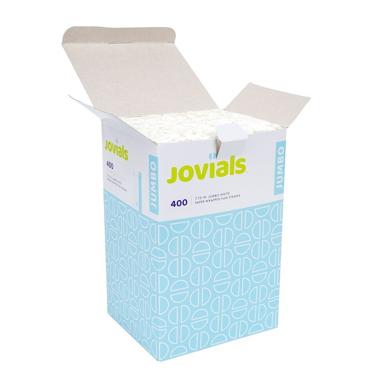 JOVIALS JUMBO FLEX STRAW WHT 7.75 BOXED PAPER WRAPPED
