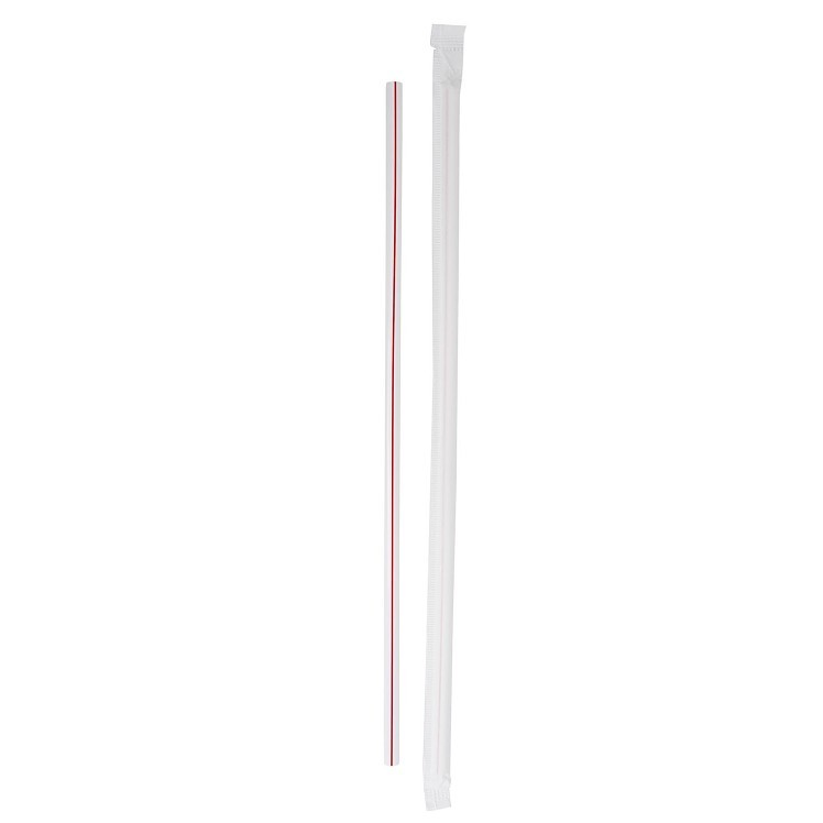 JOVIALS JUMBO WHITE/RED STRAW 10.25 BOXED - PAPER WRAPPED