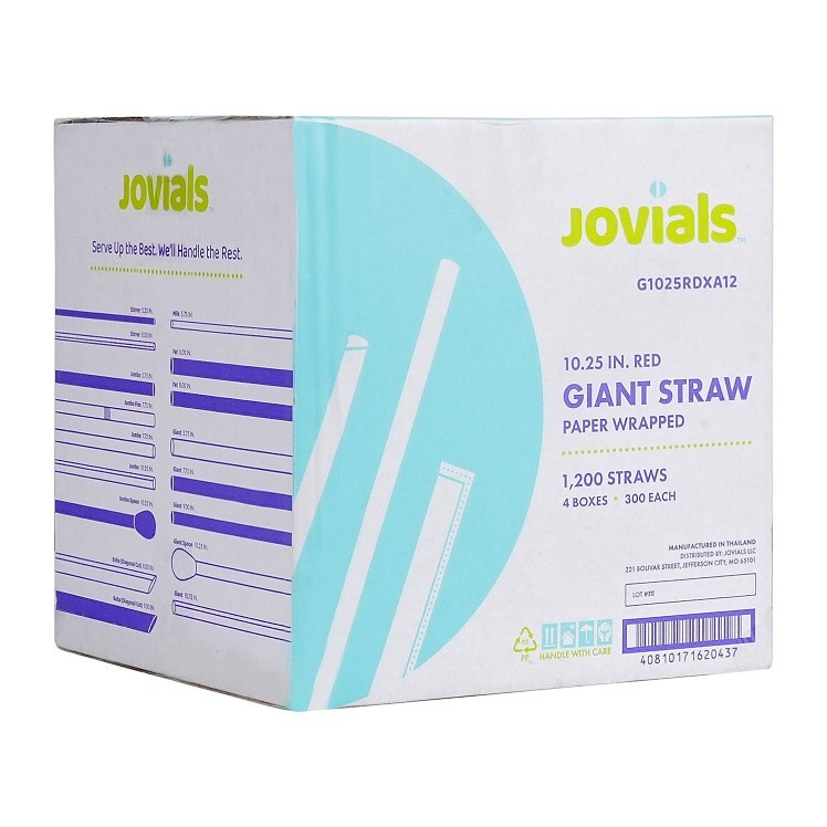 JOVIALS GIANT RED STRAW 10.25 BOXED - PAPER WRAPPED