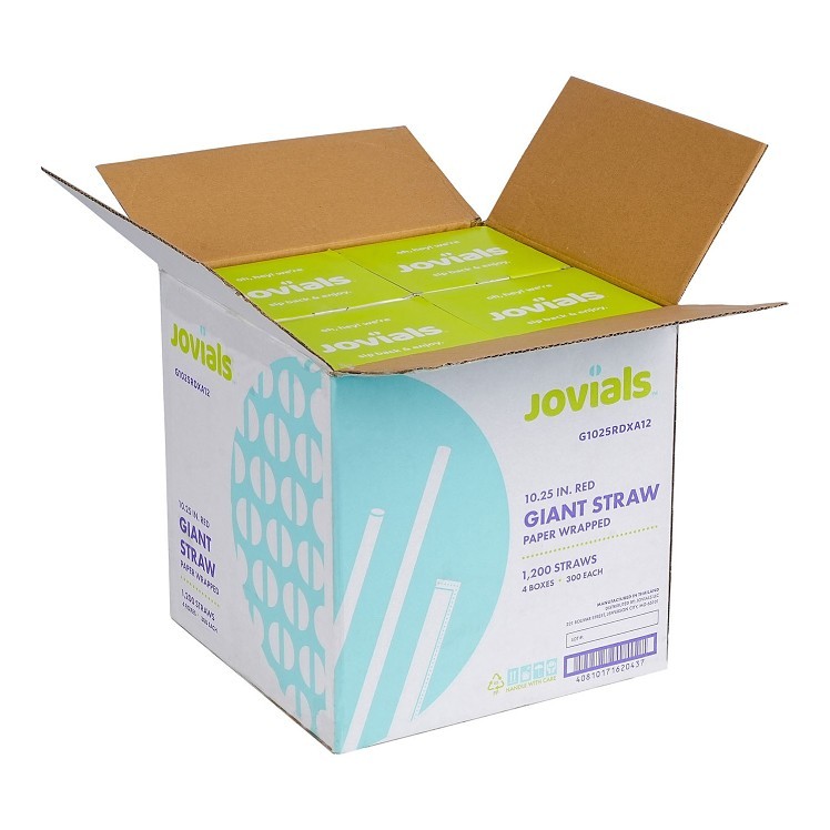 JOVIALS GIANT RED STRAW 10.25 BOXED - PAPER WRAPPED