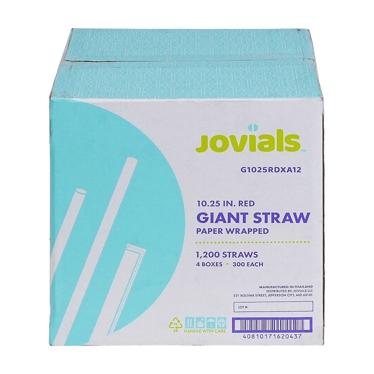 JOVIALS GIANT RED STRAW 10.25 BOXED - PAPER WRAPPED