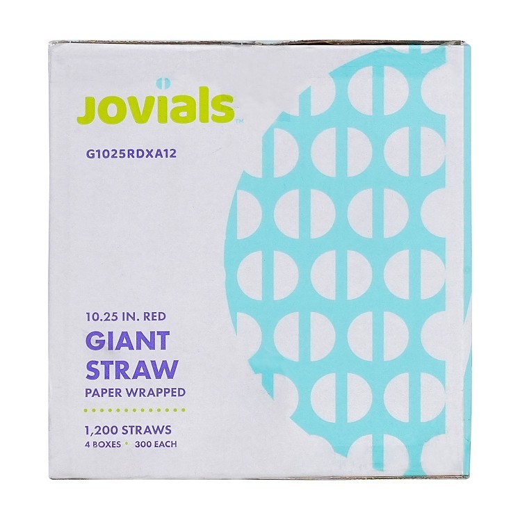 JOVIALS GIANT RED STRAW 10.25 BOXED - PAPER WRAPPED
