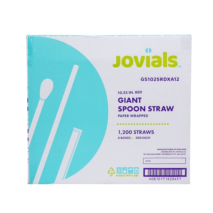 JOVIALS 10.25 GIANT RED SPOON STRAW PAPER WRAPPED