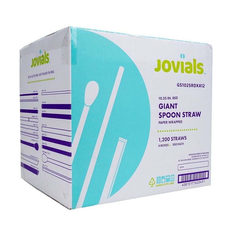 JOVIALS 10.25 GIANT RED SPOON STRAW PAPER WRAPPED