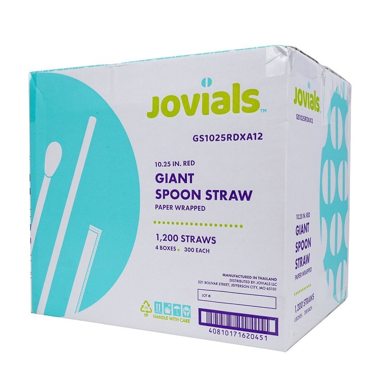 JOVIALS 10.25 GIANT RED SPOON STRAW PAPER WRAPPED