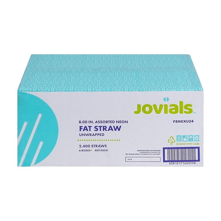 JOVIALS 8 FAT ASSORTED NEON STRAW UNWRAPPED