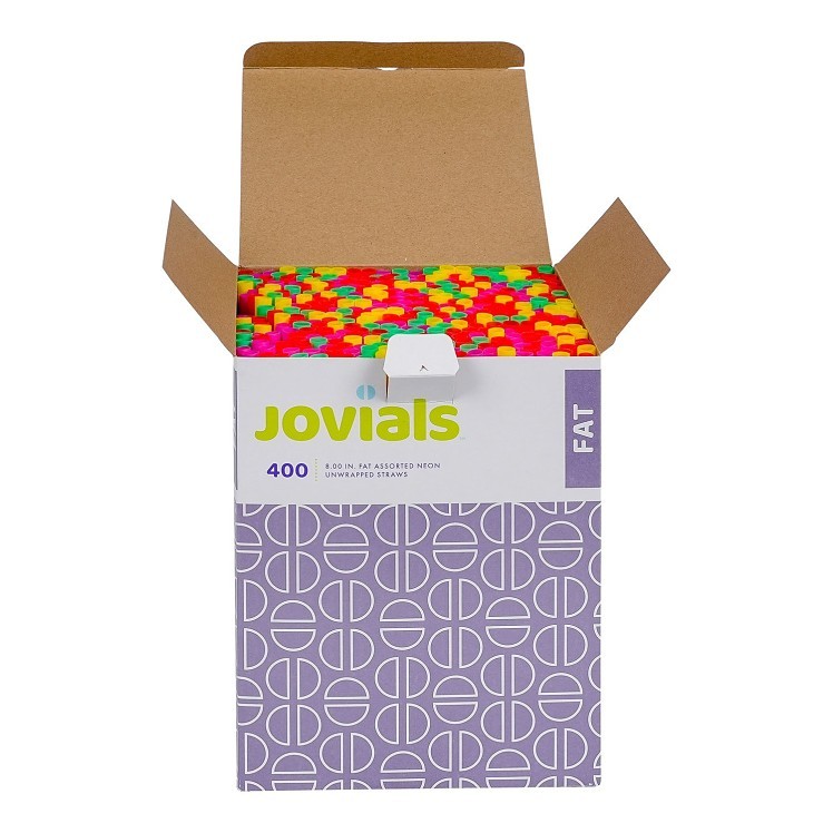 JOVIALS 8 FAT ASSORTED NEON STRAW UNWRAPPED