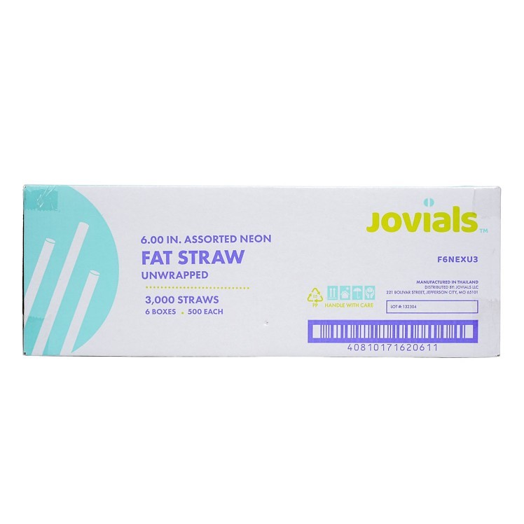 JOVIALS 6 FAT ASSORTED NEON STRAW UNWRAPPED