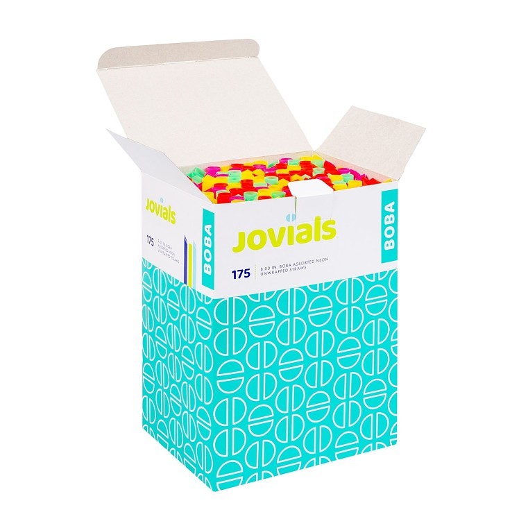 JOVIALS 8 BOBA STRAW ASST NEON DIAG CUT UNWRAPPED