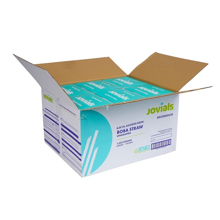 JOVIALS 8 BOBA STRAW ASST NEON DIAG CUT UNWRAPPED