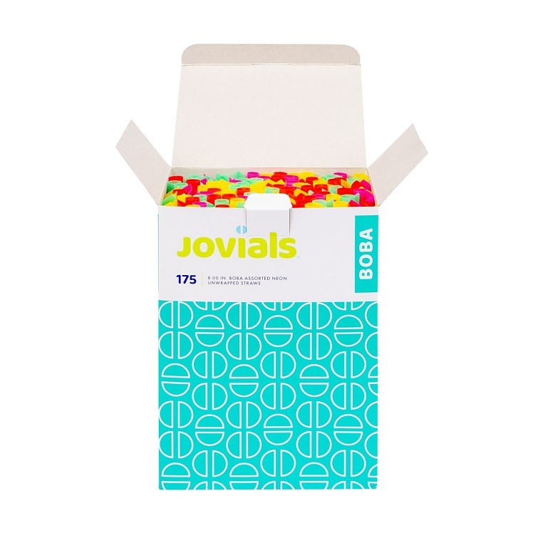 JOVIALS 8 BOBA STRAW ASST NEON DIAG CUT UNWRAPPED