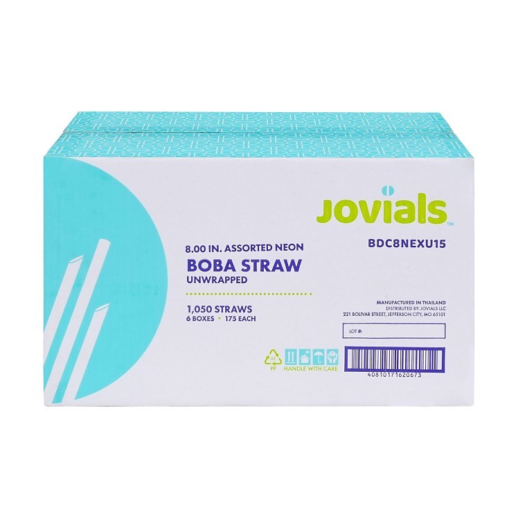 JOVIALS 8 BOBA STRAW ASST NEON DIAG CUT UNWRAPPED