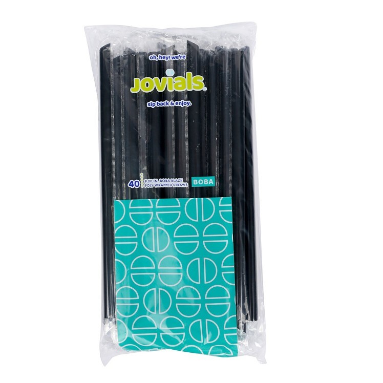 JOVIALS 9 BOBA STRAW BLACK NEON POLYPROPYLENE DIAG CUT