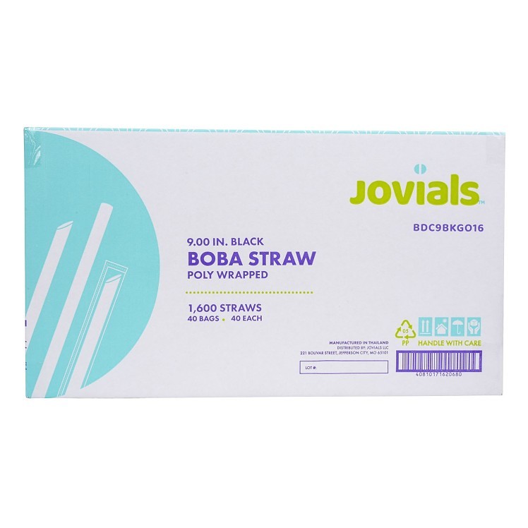 JOVIALS 9 BOBA STRAW BLACK NEON POLYPROPYLENE DIAG CUT