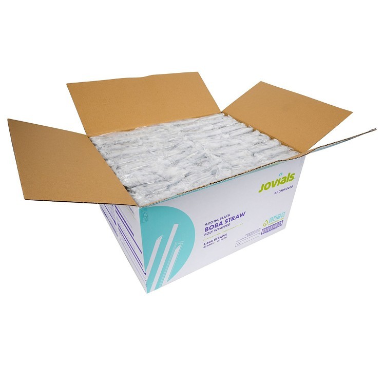 JOVIALS 9 BOBA STRAW BLACK NEON POLYPROPYLENE DIAG CUT