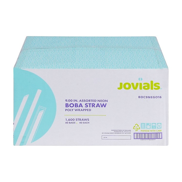 JOVIALS 9 BOBA STRAW ASST NEON POLYPROPYLENE DIAG CUT