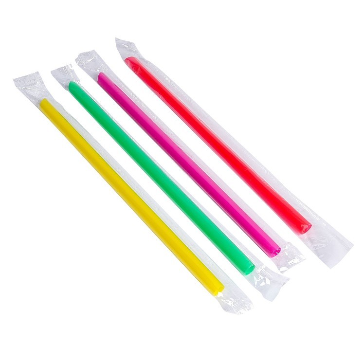 JOVIALS 9 BOBA STRAW ASST NEON POLYPROPYLENE DIAG CUT