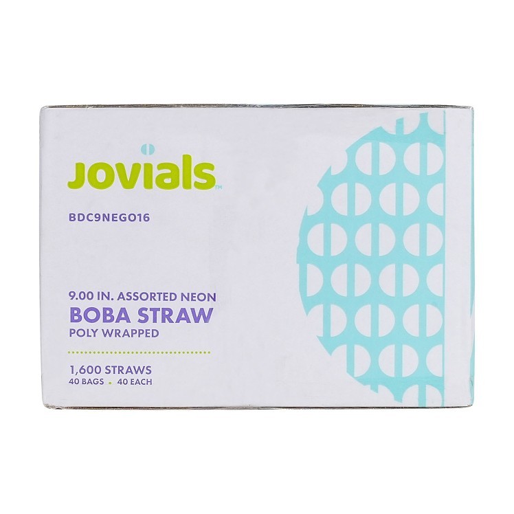 JOVIALS 9 BOBA STRAW ASST NEON POLYPROPYLENE DIAG CUT