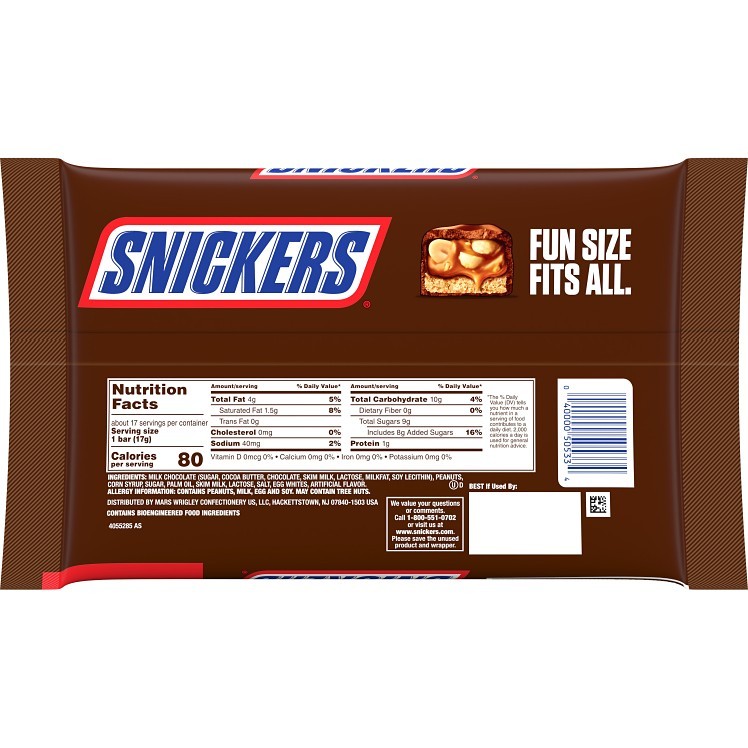 SNICKERS ORIGINAL FUN SIZE CANDY BARS 10.59OZ