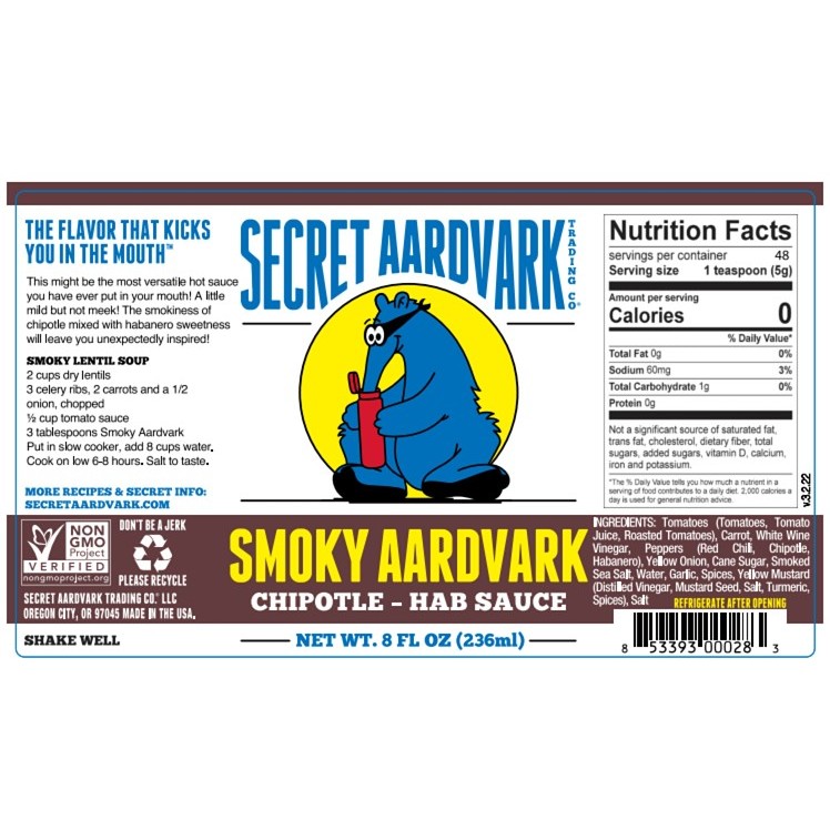 SECRET AARDVARK SMOKY CHIPOTLE HABANERO HOT SAUCE