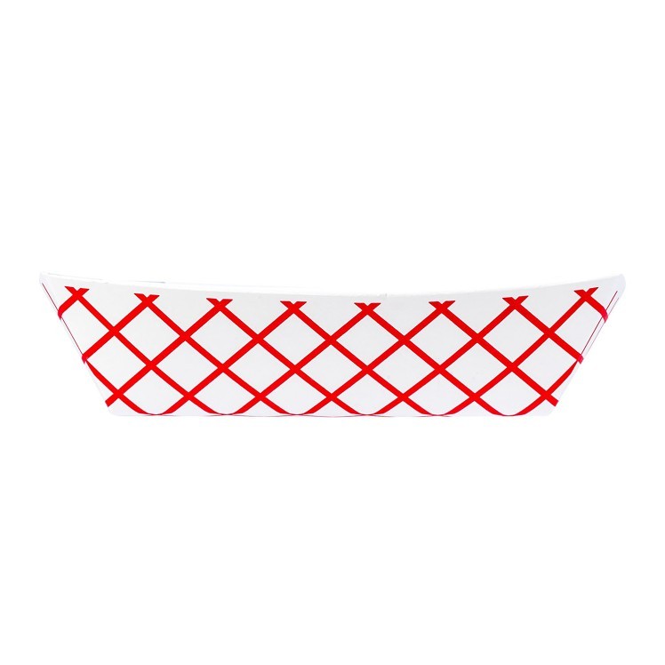 JOVIALS 5 LB RED CHECKERED CLAY COATED PAPER FOOD TRAY #500