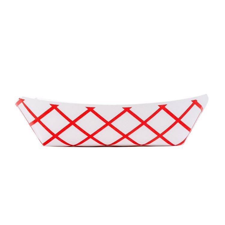 JOVIALS 2 LB RED CHECKERED CLAY COATED PAPER FOOD TRAY #200