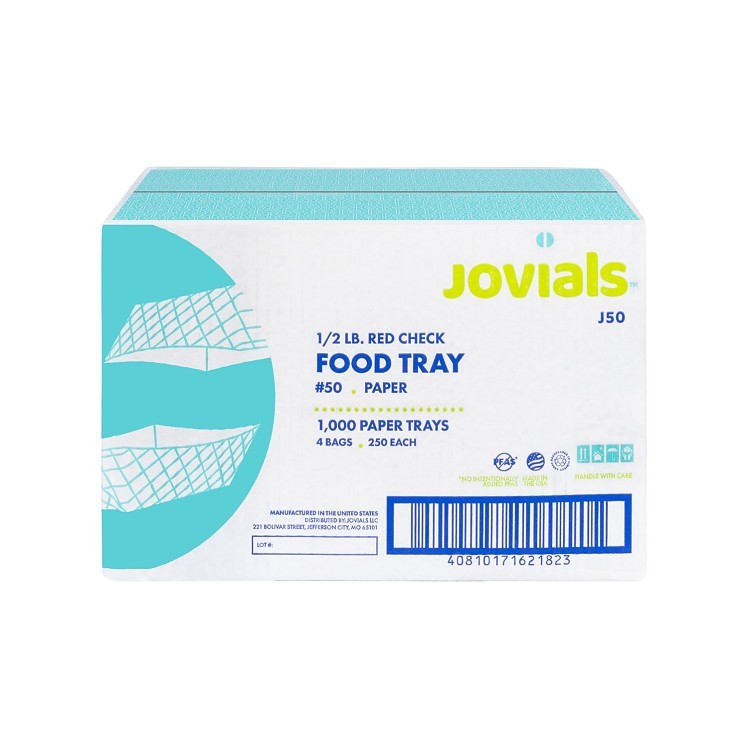 JOVIALS 0.5 LB RED CHECKERED CLAY COATED PAPER FOOD TRAY #50