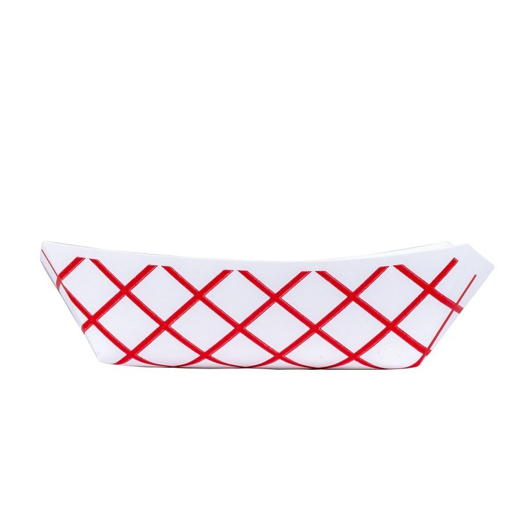JOVIALS 0.5 LB RED CHECKERED CLAY COATED PAPER FOOD TRAY #50