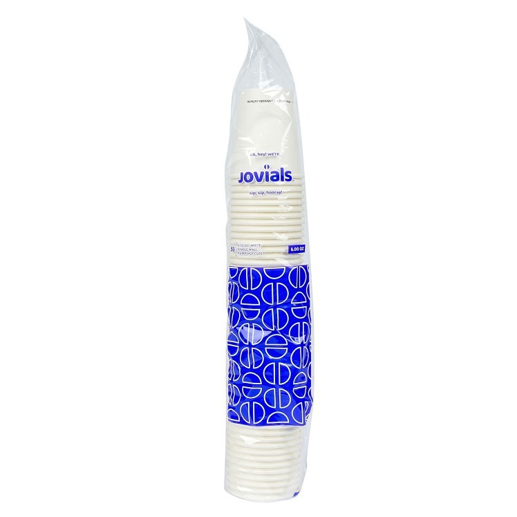 JOVIALS 6OZ SINGLE WALL WHITE PAPER HOT CUP