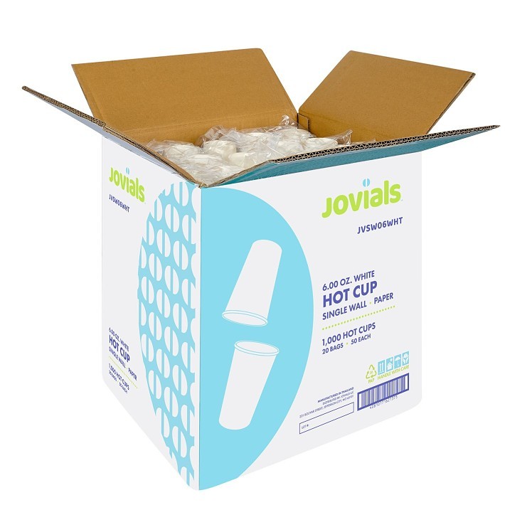 JOVIALS 6OZ SINGLE WALL WHITE PAPER HOT CUP