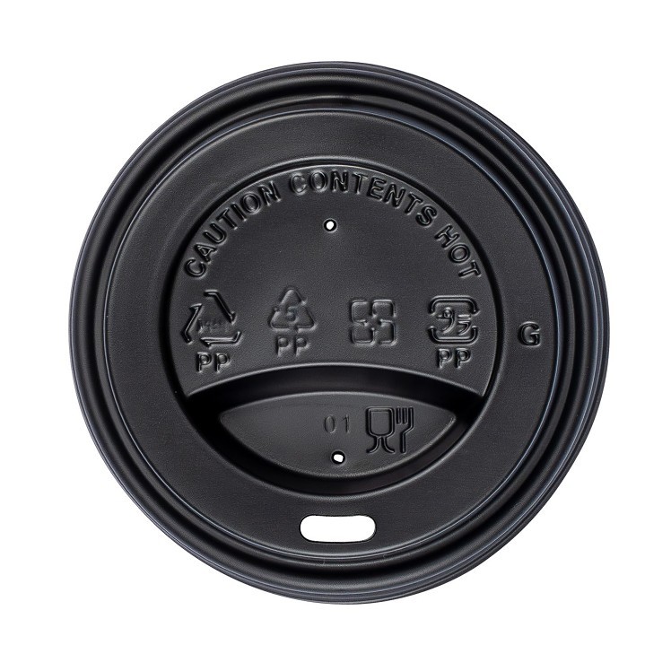 JOVIALS BLACK POLYPROPYLENE DOME SIP LID - FITS 8OZ CUP