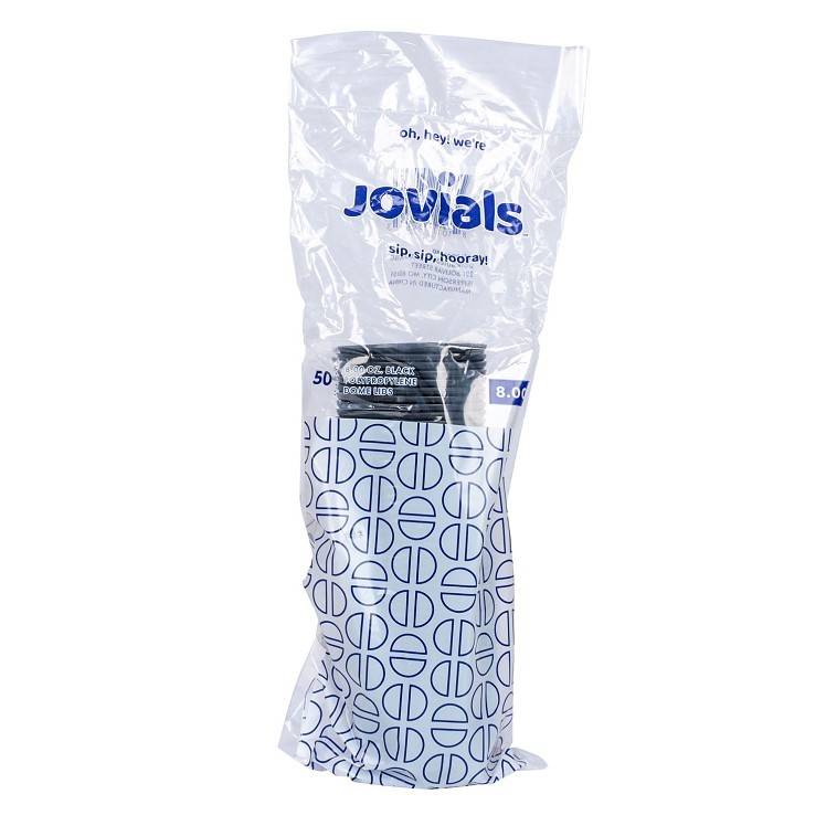 JOVIALS BLACK POLYPROPYLENE DOME SIP LID - FITS 8OZ CUP