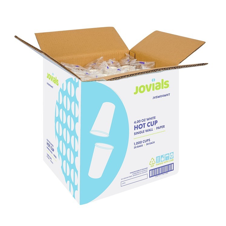 JOVIALS 4OZ SINGLE WALL WHITE PAPER HOT CUP