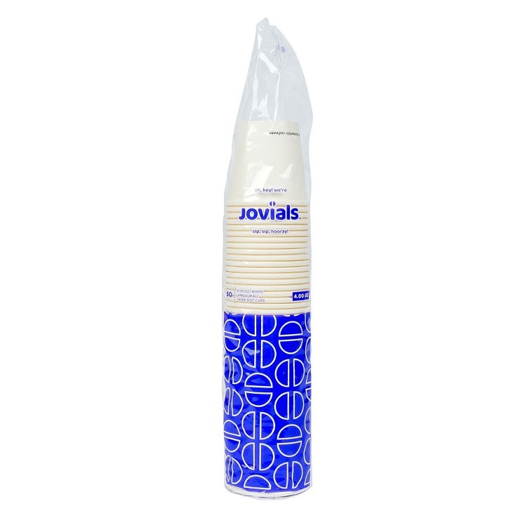 JOVIALS 4OZ SINGLE WALL WHITE PAPER HOT CUP