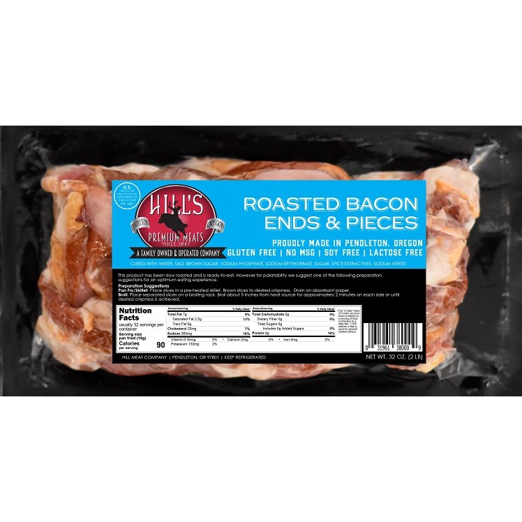 HILL MEATS SMOKED BACON ENDS & PIECES 9/2LB