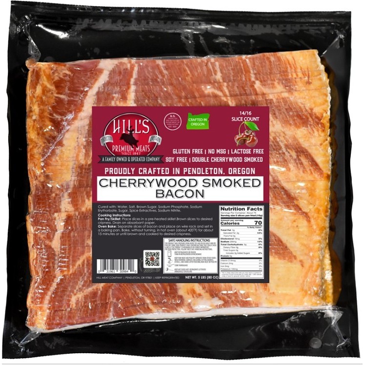 HILL MEATS BACON 14-16 COUNT SLICED SHINGLE CHERRYWOOD 3/5LB REF