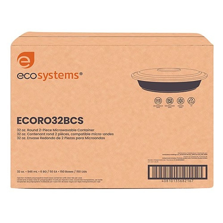 ECO-SYSTEMS 32OZ RND MICROWAVEABLE CONTAINER & LID COMBO