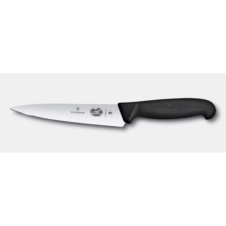CHEF'S 6 STRAIGHT BLADE BLACK FIBROX HANDLE