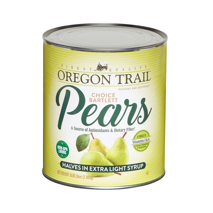 OREGON TRAIL PEAR HALVES IN EXTRA LIGHT SYRUP