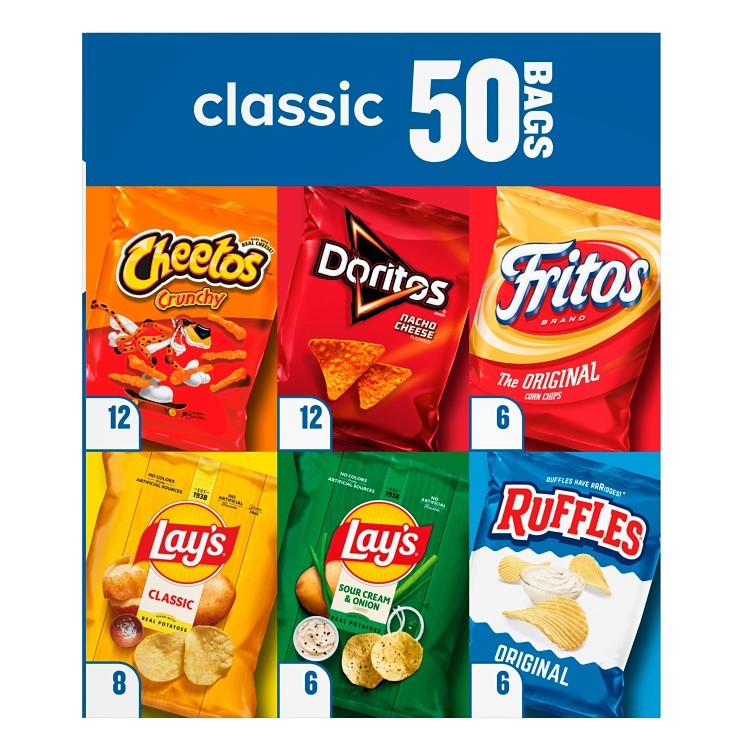 FRITO LAY 50 COUNT SINGLE SERVE CLASSIC VARIETY PACK
