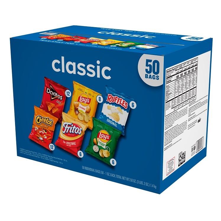 FRITO LAY 50 COUNT SINGLE SERVE CLASSIC VARIETY PACK