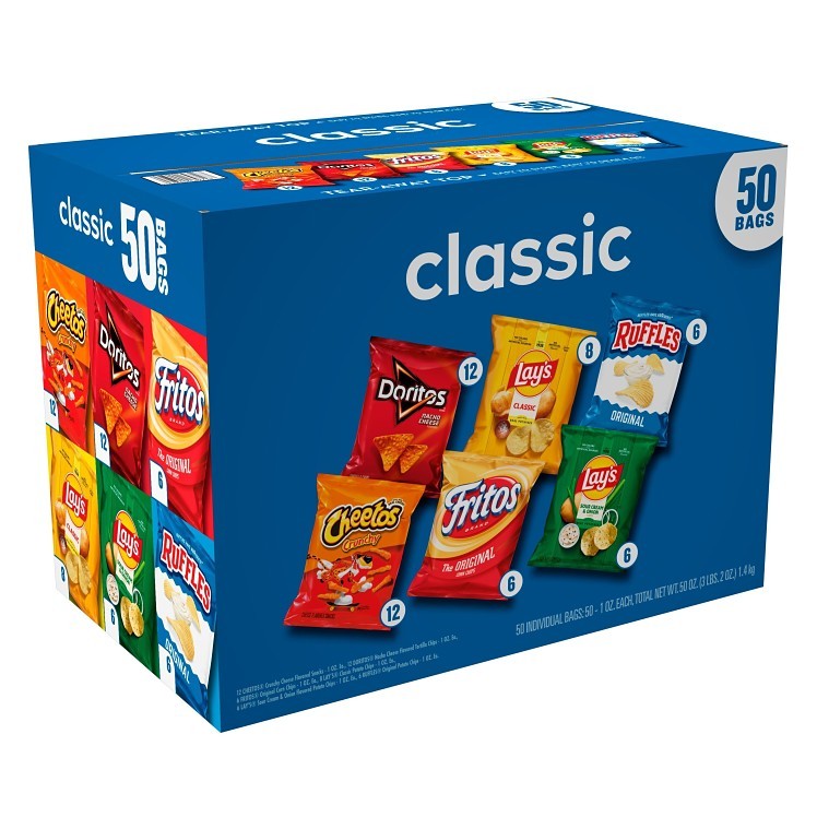 FRITO LAY 50 COUNT SINGLE SERVE CLASSIC VARIETY PACK
