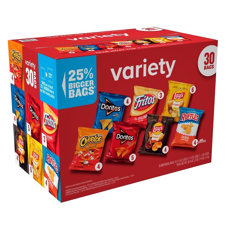 FRITO LAY 30 COUNT SINGLE SERVE CLASSIC VARIETY PACK