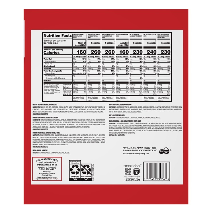 FRITO LAY 30 COUNT SINGLE SERVE CLASSIC VARIETY PACK