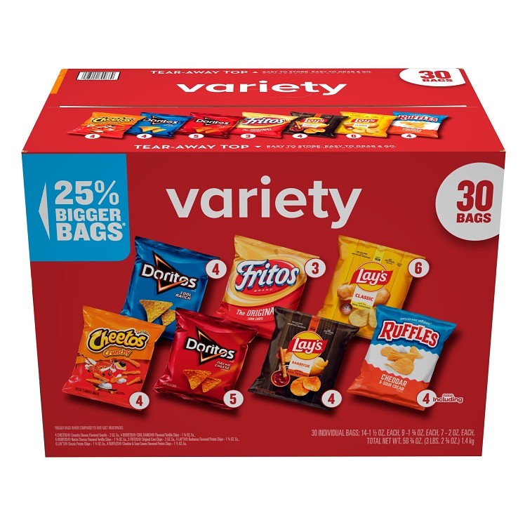FRITO LAY 30 COUNT SINGLE SERVE CLASSIC VARIETY PACK