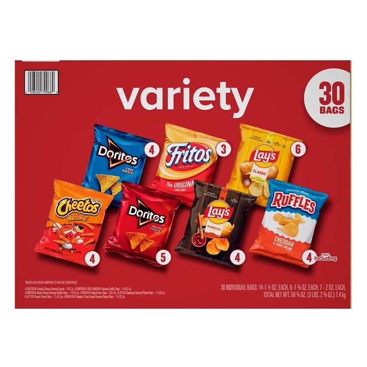 FRITO LAY 30 COUNT SINGLE SERVE CLASSIC VARIETY PACK